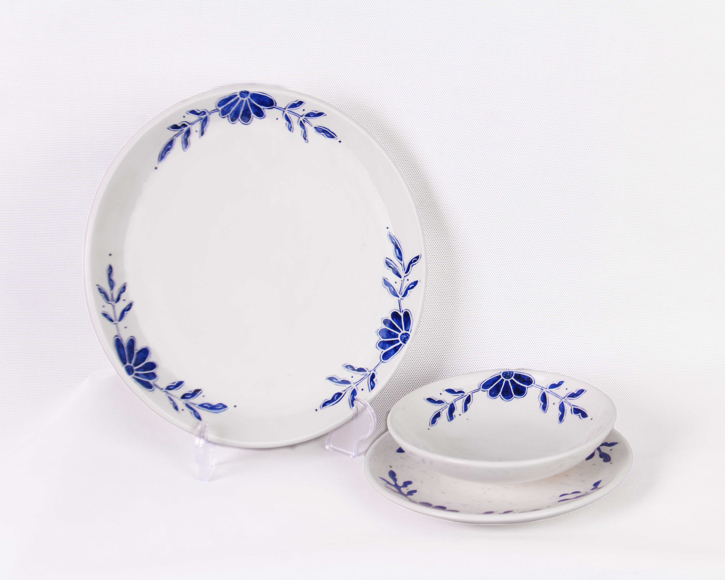  بشقاب گل آبی | بشقاب سرامیکی کاره دست | کانسپت استور خانه دلشاد 