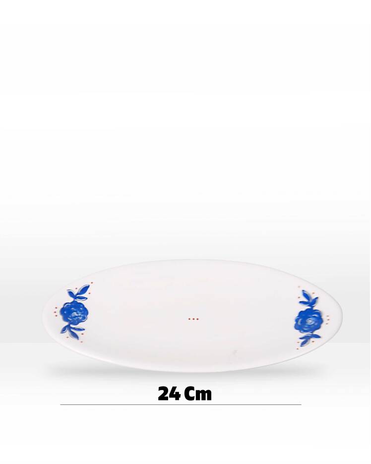 ظرف دسر سرامیکی بیضی طرح دو گل ابی | کانسپت استور دلشاد 